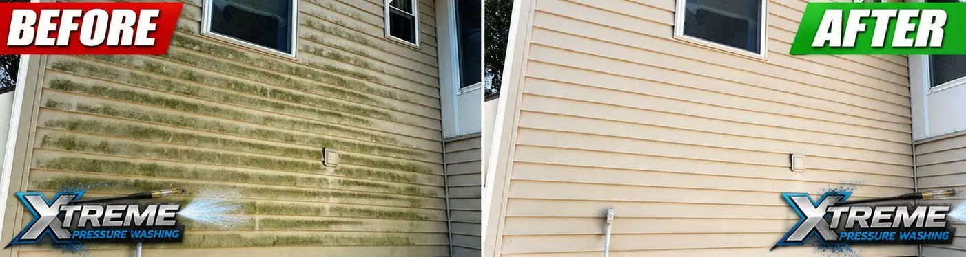 Before and after house washing in Kansas City by Xtreme Pressure Washing LLC