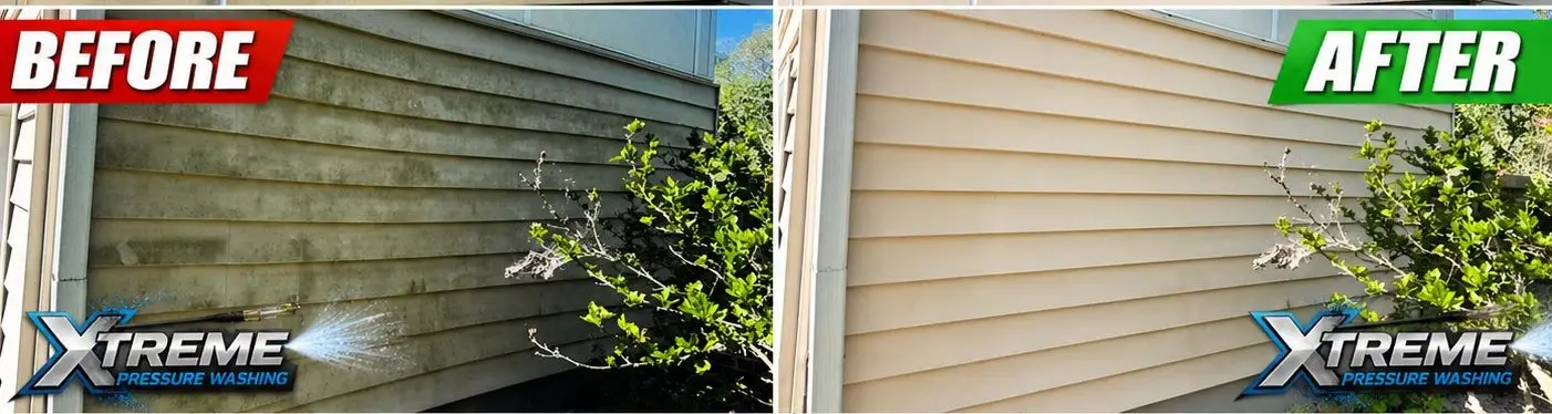 Before and after house washing in Kansas City by Xtreme Pressure Washing LLC