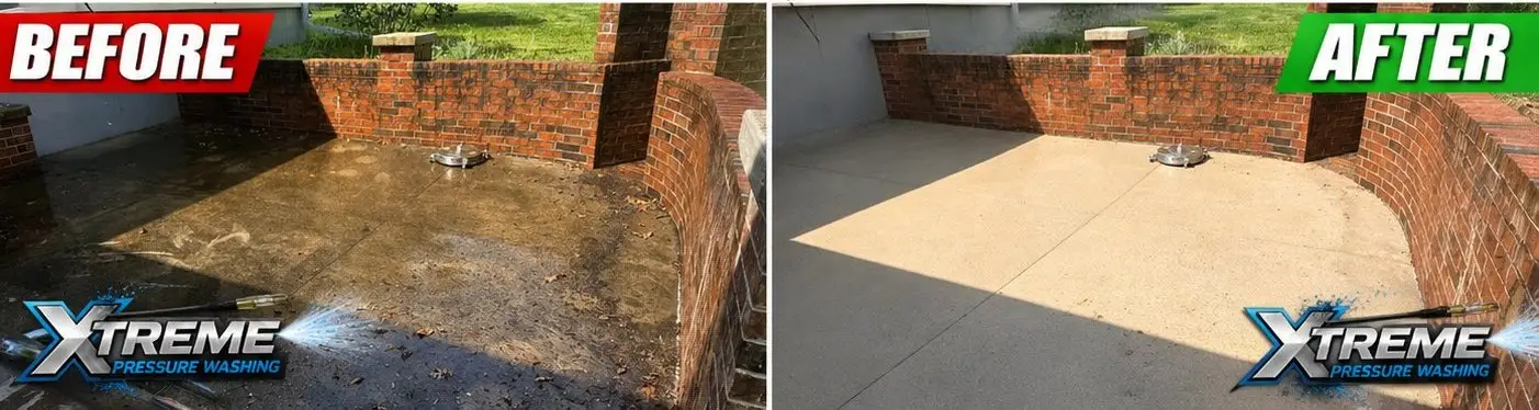 Before and after driveway cleaning in Kansas City by Xtreme Pressure Washing LLC
